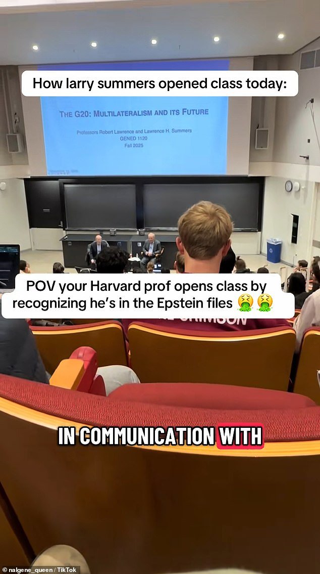 Asquerosos estudiantes de Harvard golpearon al profesor Larry Summers al comienzo de su conferencia y admiten que estaba avergonzado de Epstein.