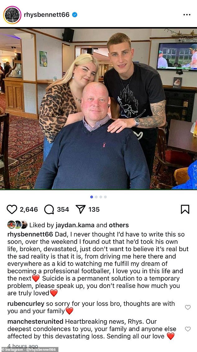 La estrella de la academia Heartbroken Man United habla sobre el suicidio de su padre y el impacto “agridulce” en su futura carrera futbolística.