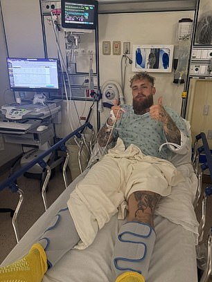 Jake Paul ofrece información actualizada sobre su salud desde la cama del hospital después de que Anthony Joshua se rompiera la mandíbula: le quitaron los dientes y comió con una pajita durante siete días.