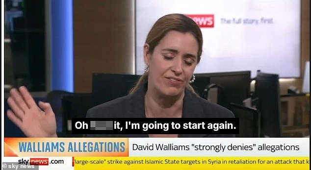 El reportero de Sky News dice que la palabra F es un gran error en vivo mientras habla sobre el escándalo de David Walliams.