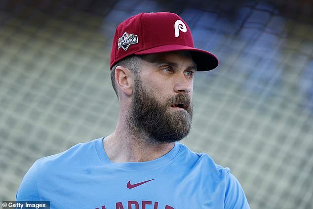 La estrella de la MLB, Bryce Harper, atacó apenas veladamente al jefe de los Filis con un mensaje puntiagudo en su camiseta durante la temporada baja.