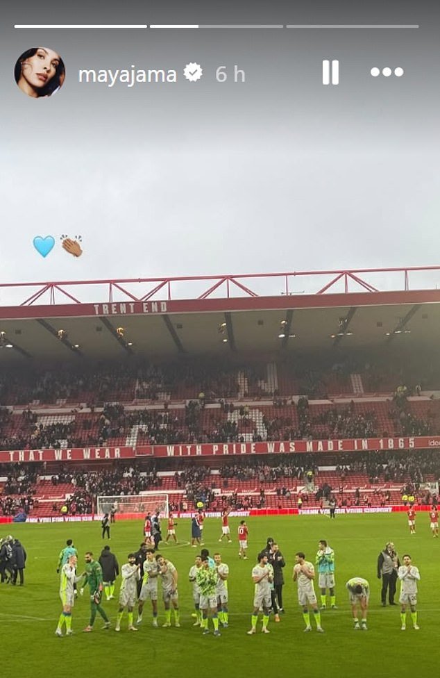Maya Jama anima a su novio Rubén Días en el partido fuera de casa del Manchester City en Nottingham Forest, pocos días después de celebrar la Navidad con el futbolista