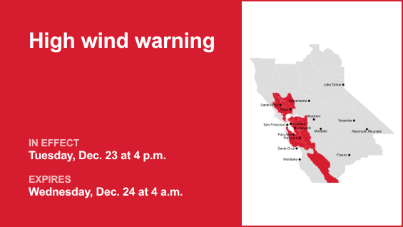 Advertencia de vientos fuertes para el norte de California hasta la madrugada del miércoles: vientos de hasta 65 mph – The Mercury News