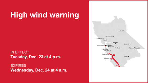Se emitió una advertencia de fuertes vientos para las costas del Área de la Bahía hasta la madrugada del miércoles: las ráfagas podrían alcanzar velocidades máximas de 60 millas por hora – The Mercury News
