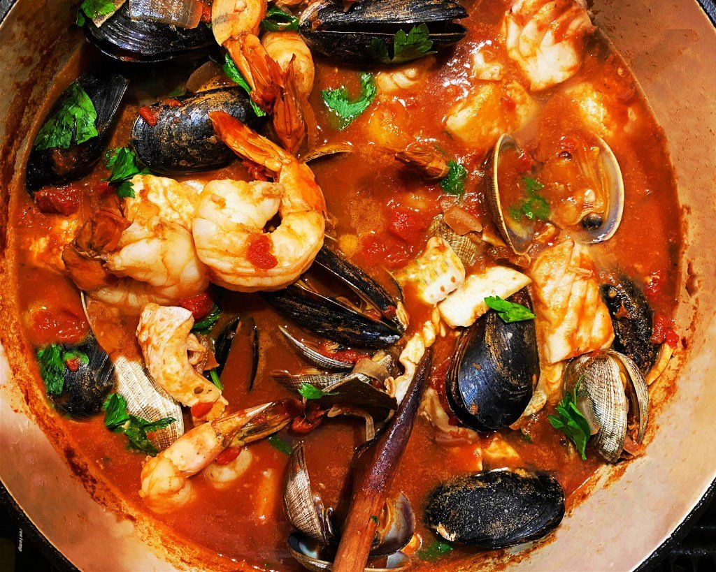 Cioppino como guiso de Nochevieja
