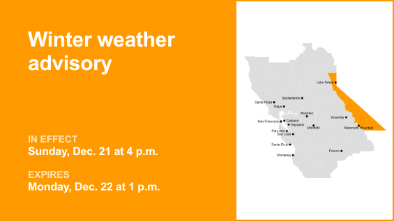 El área metropolitana de Lake Tahoe y el área de Mammoth Mountain están bajo un aviso de clima invernal el domingo y lunes – The Mercury News