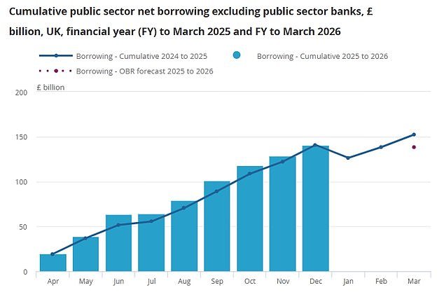 Reeves ataca a los británicos para financiar el auge del gasto: los ingresos fiscales aumentaron considerablemente en diciembre a medida que aumentaba el gasto en asistencia social, pero el gobierno aún tuvo que pedir prestado 11.600 millones de libras esterlinas para equilibrar las cuentas.