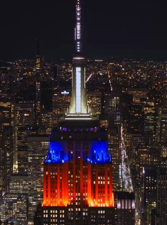 Los neoyorquinos se derrumban mientras el Empire State Building se enciende para celebrar la victoria de los acérrimos rivales Patriots