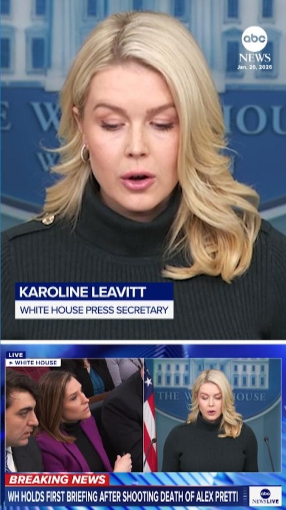 Vídeo: La Casa Blanca se distancia de las acusaciones de que Alex Pretti era un “terrorista interno”.