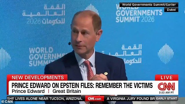 El Príncipe Eduardo es el primer miembro de la realeza que se pronuncia sobre el escándalo de Epstein y dice: “Recuerden a las víctimas”