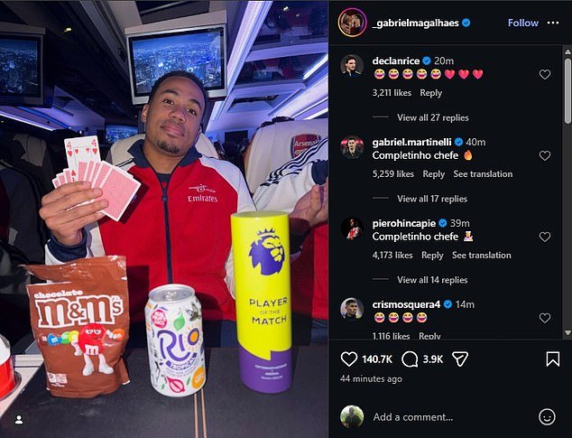 La estrella del Arsenal, Gabriel, se burla brutalmente de los Spurs en las redes sociales después de que los Gunners vencieran a sus rivales del norte de Londres para tener cinco ventaja en la cima, mientras los fanáticos con ojos de águila ven al rival al que etiquetó en la imagen.