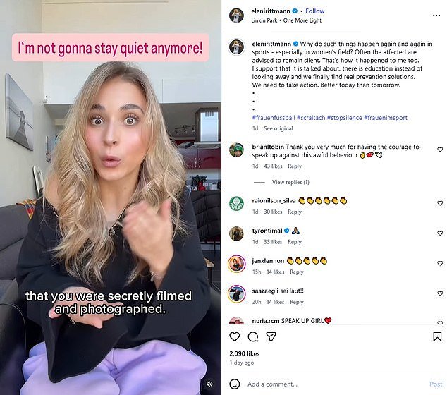 La futbolista está indignada después de que el árbitro recibiera una sentencia suspendida de siete meses y una multa de £ 1,046 por filmar en secreto a sus jóvenes compañeros de equipo en el vestuario.