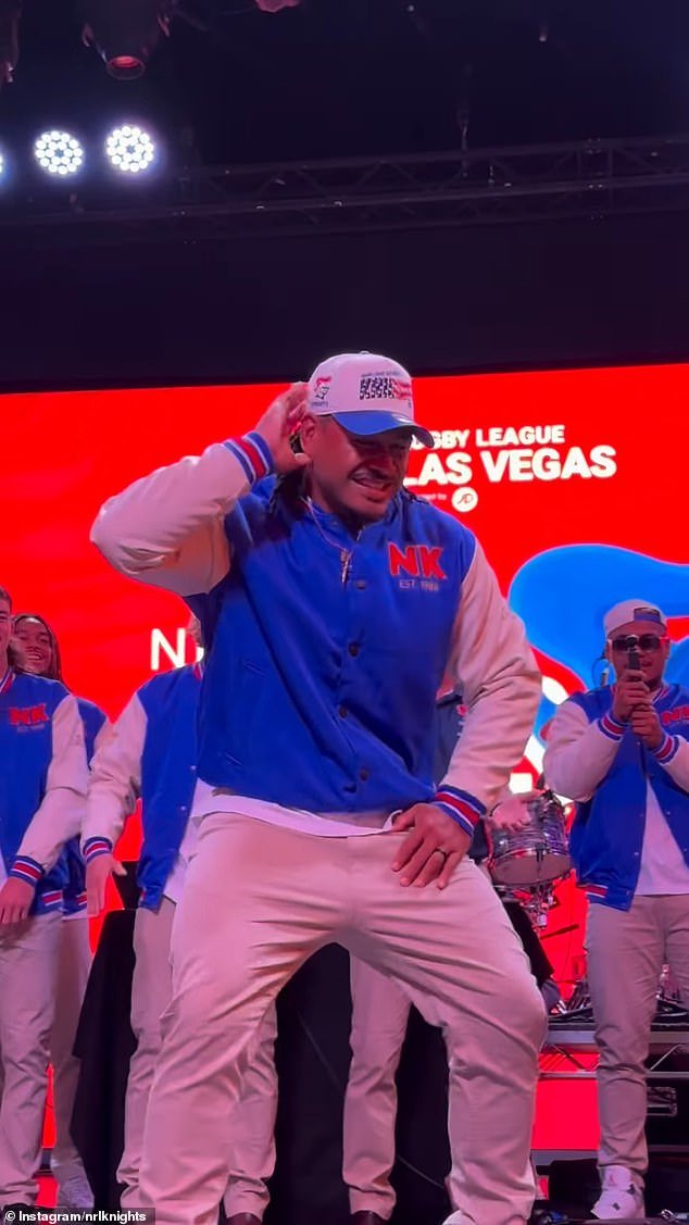 Escenas salvajes cuando la NRL se apodera de Las Vegas, incluida una imitación de una pistola de rayos, un salmonete y muchas volteretas hacia atrás.