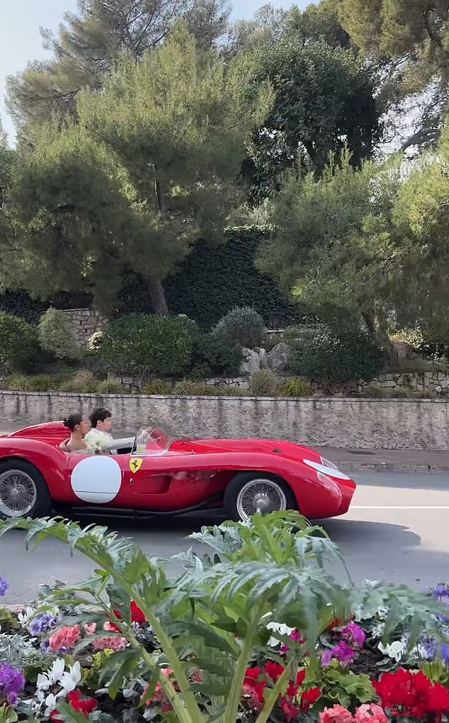 La estrella de Fórmula 1 Charles Leclerc se casa con la influencer Alexandra Saint Mleux mientras la pareja es vista conduciendo un Ferrari antiguo de £ 9 millones.