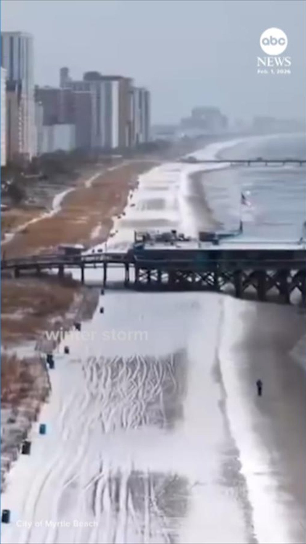 MIRAR: Imágenes de drones muestran Myrtle Beach después de una tormenta invernal