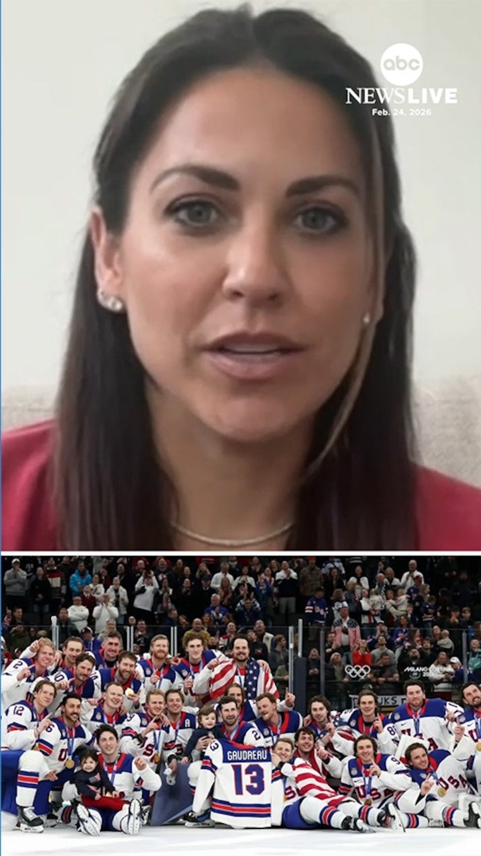 Vídeo: La viuda de la estrella del hockey sobre hielo Johnny Gaudreau en un emotivo homenaje al equipo de EE. UU.