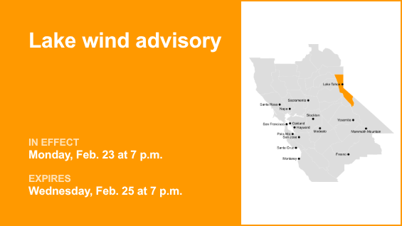 Un aviso de viento marítimo está vigente para el área metropolitana de Lake Tahoe hasta el miércoles por la noche: vientos de hasta 45 millas por hora – The Mercury News