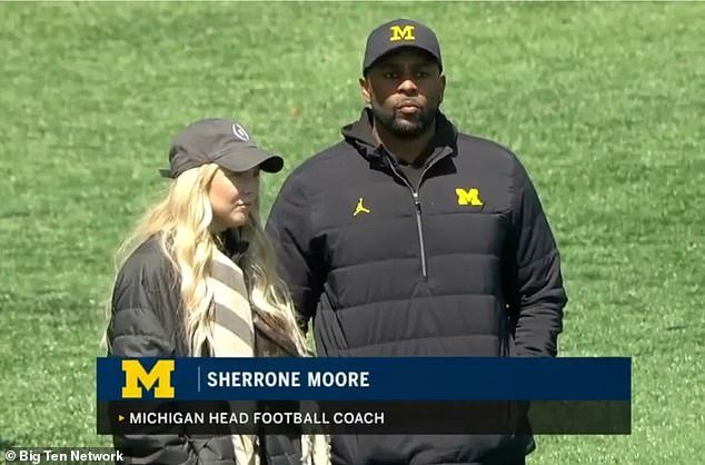 La asistente de Sherrone Moore, Paige Shiver, rompe su silencio días después de la escandalosa victoria del entrenador de Michigan.