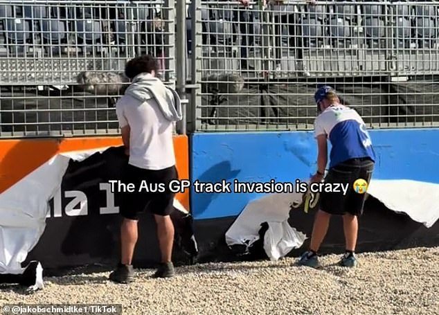 Los fanáticos de la F1 asaltan la pista en los salvajes escenarios del Gran Premio de Australia y se llevan todo lo que no está clavado con ellos.