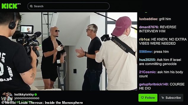 Momento en el que Louis Theroux choca con HSTikkyTokky por Israel: se revela como la respuesta del documentalista, que no apareció en el programa de Netflix.