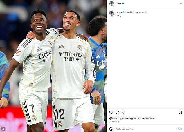 Trent Alexander-Arnold envía un poderoso mensaje de tres palabras después de ser desairado por Inglaterra y abandonado por el Real Madrid, antes de preparar el gol de la victoria.