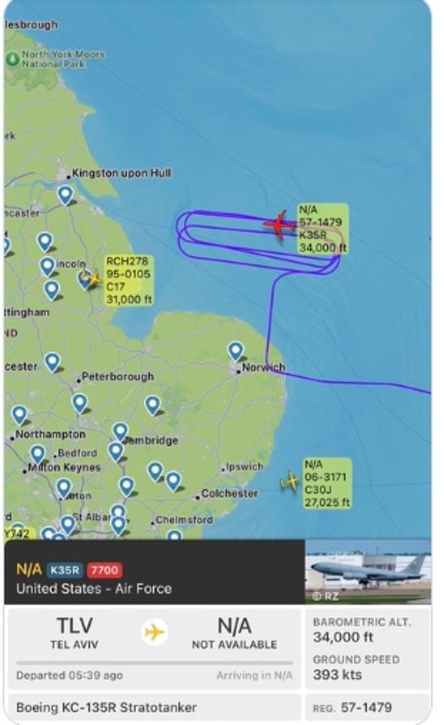 Un avión de la Fuerza Aérea de EE.UU. declara el estado de emergencia mientras volaba de Israel a la base británica
