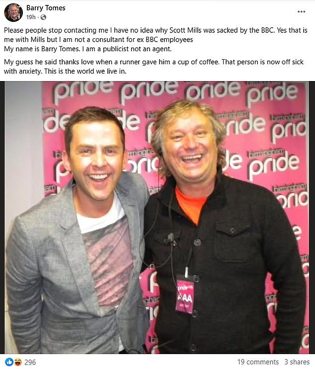 El publicista de Huw Edwards se burla del despido por parte de la BBC de la estrella de Radio 2 Scott Mills y declara: “Ese es el mundo en el que vivimos”