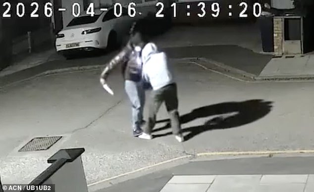 Un apuñalador se abalanza sobre la víctima con una hoja enorme en una tranquila calle residencial de Londres.