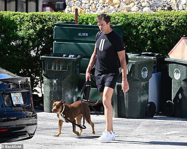 Tom Brady pasea a su perro clonado después de una sesión de entrenamiento en Miami, meses después de revelar el extraño movimiento de su amada mascota