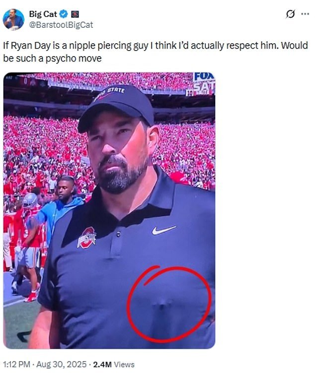 El entrenador de fútbol de Ohio State, Ryan Day, responde al fiasco viral del ‘anillo en el pezón’: ‘Pensé que me daba credibilidad en la calle’