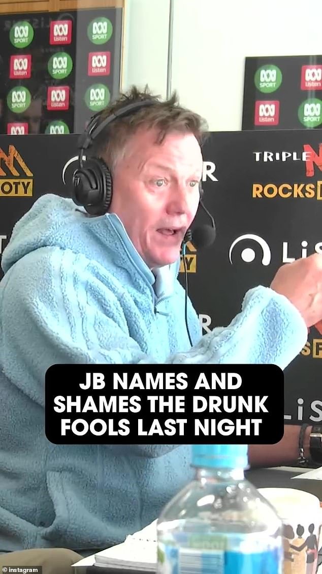 El comentarista de fútbol James Brayshaw critica y avergüenza a sus famosos colegas por beber demasiado en el evento de la AFL.